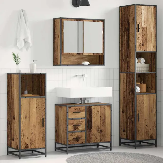 vidaXL Badkamermeubelset 3 st Oud Hout 35 x 37,5 x 188,5 cm bruin, foto 2