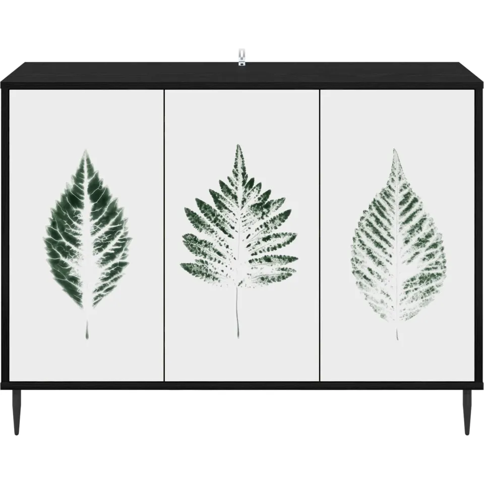 vidaXL Dressoir HANAU Zwart eiken 102 x 33 x 76 cm Bewerkt hout, foto 4