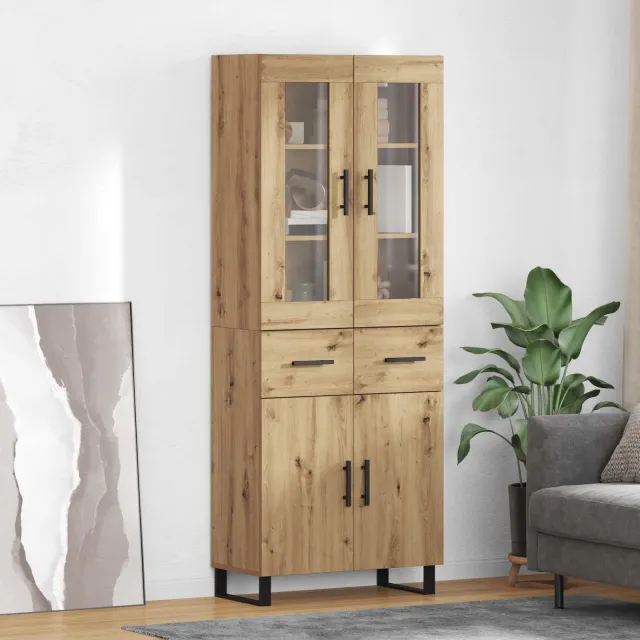 vidaXL Hoge kast 2 st Artisan Eiken 69,5 x 34 x 180 cm Bewerkt hout Bruin