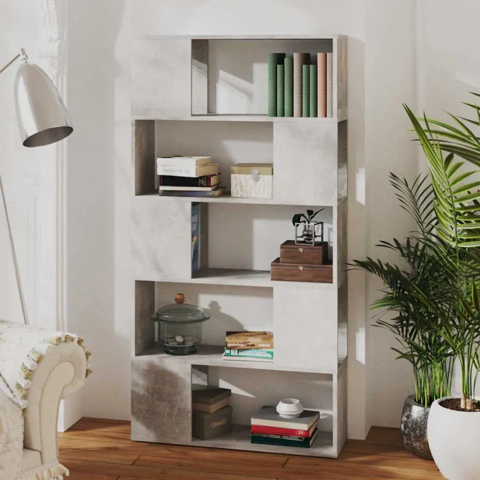 vidaXL Boekenkast/kamerscherm 80x24x155 cm bewerkt hout betongrijs grijs, foto 3