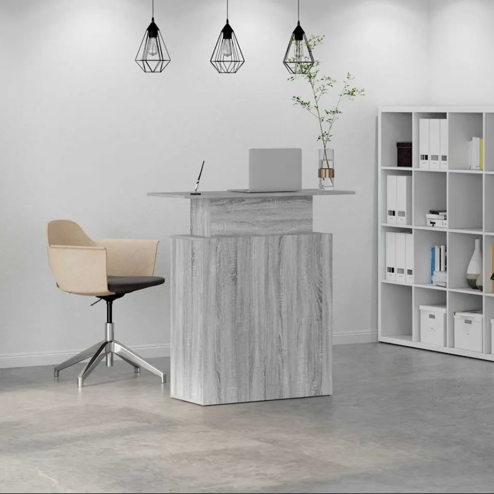 vidaXL Receptiebalie 100x40x104 cm bewerkt hout grijs sonoma eiken, foto 3