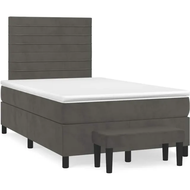 vidaXL Boxspring met matras fluweel donkergrijs 120x190 cm grijs