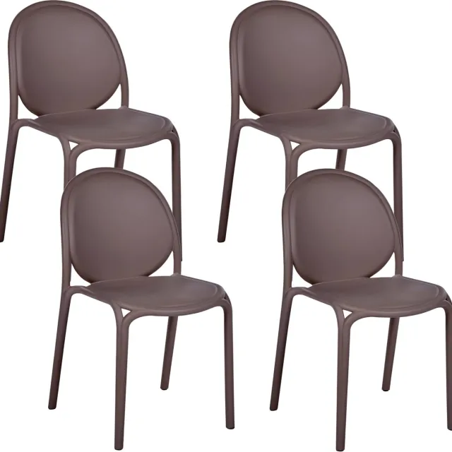 Beliani BRUGNELLO - Set van 4 tuinstoelen - Bruin - Kunststof