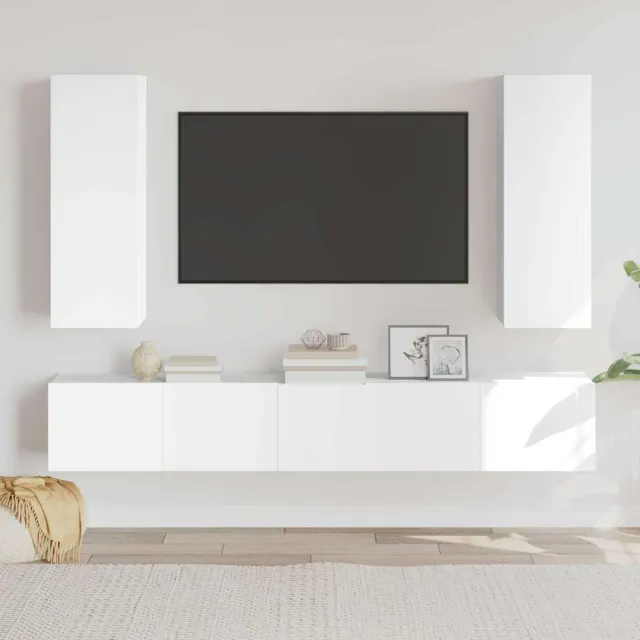 vidaXL 5-delige Tv-meubelset bewerkt hout wit
