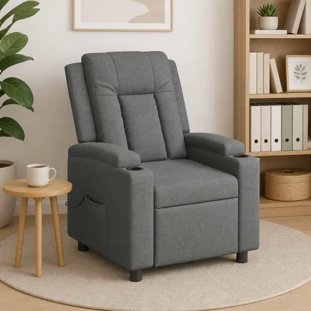 vidaXL Massage-relaxstoel Donkergrijs 75 x 95 x 100 cm Stof