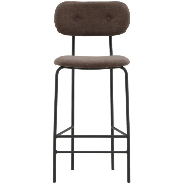 QUVIO Peno Barkruk 2-pack - Scandinavisch design - Matzwart en Donkerbruin Linnen