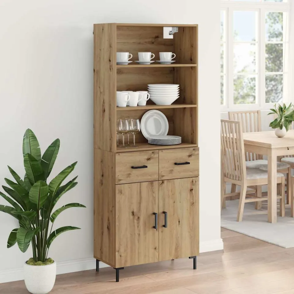 vidaXL Hoge kast Artisan Eiken 69,5 x 34 x 180 cm Bewerkt hout, foto 4