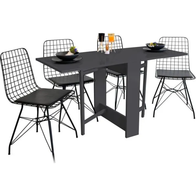 Dekornik SNS Home – Praktische Tafel – Eettafel – Eettafel Uitschuifbaar – Opvouwbaar – Flamingo Tafel – Aangepaste Kleur - Antraciet - 134 x 60 x 72 cm