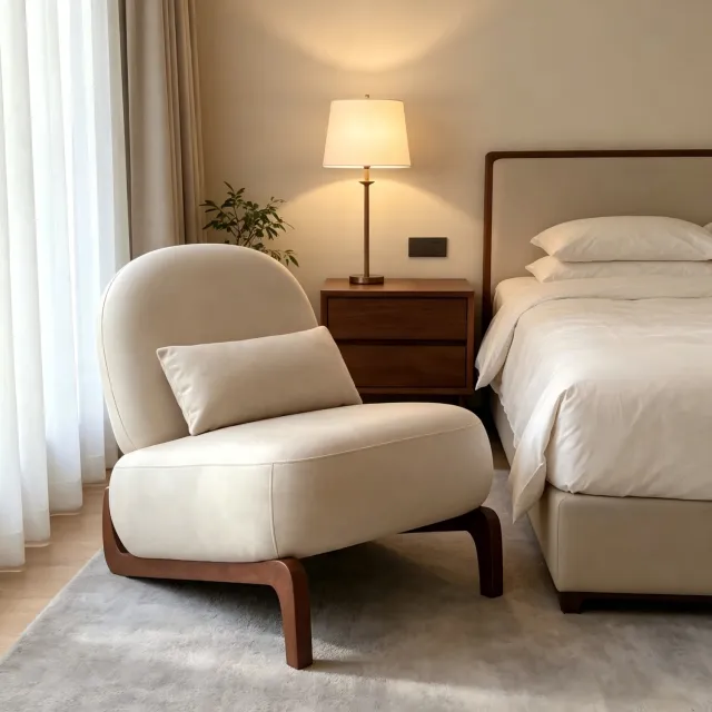 DESMIU Fauteuil – Zachte Zitting – 72,2 x 86,9 x 69,9 cm – Stoffen Bekleding en Houten Poten – Camel – Zonder Armleuningen