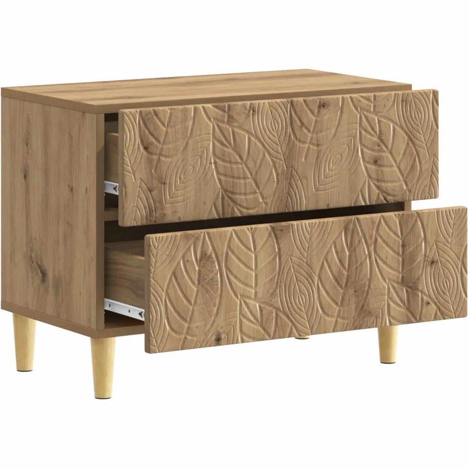vidaXL Nachtkastje Artisanaal eiken 62 x 34,5 x 48 cm Bewerkt hout Bruin