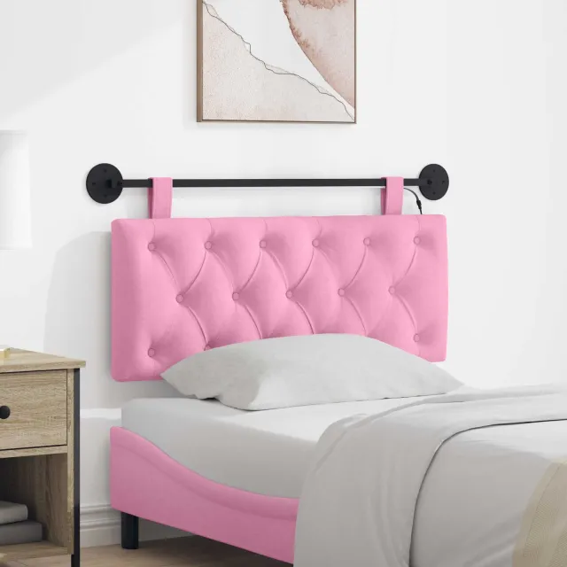 vidaXL Hangend hoofdbord Roze Stof
