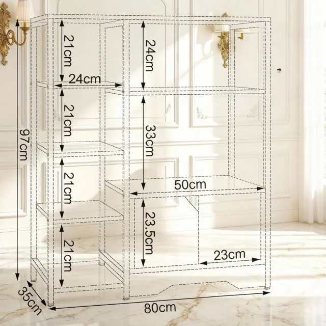 COVREO Boekenkast 80x35x97 cm light oak MDF, 2-in-1 met open vakken