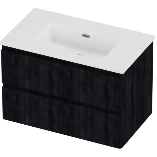 Proline Tribute Badmeubelset Porselein Elegant Zonder Kraangat 80x46x54 cm Mat White Charcoal Oak Eiken