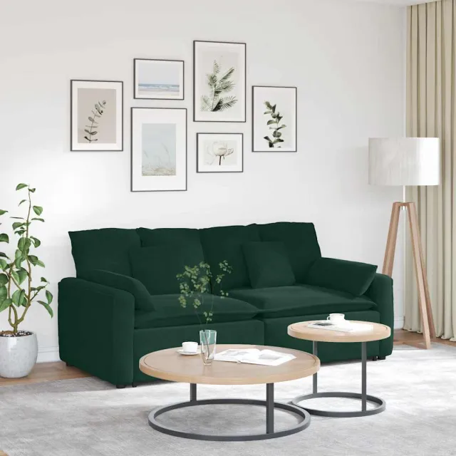 vidaXL Modulaire bank met kussens donkergroen