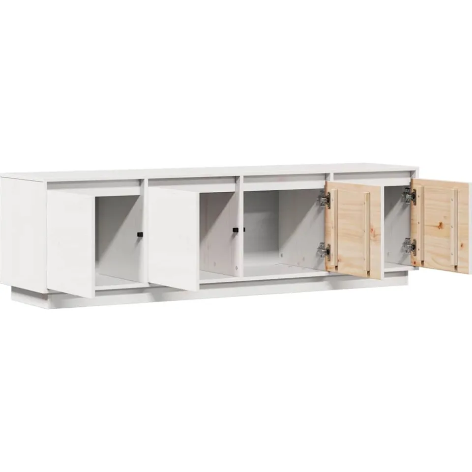 vidaXL Tv-meubel 156x37x45 cm massief grenenhout wit, foto 4