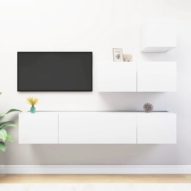 vidaXL 4-delige Tv-meubelset bewerkt hout wit, foto 2