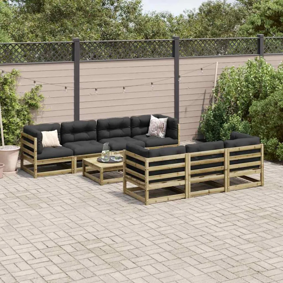 vidaXL 8-delige Loungeset geïmpregneerd grenenhout bruin, foto 2