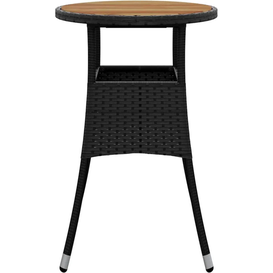 vidaXL Tuintafel Ø60x75 cm acaciahout en poly rattan zwart