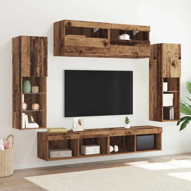 vidaXL Tv-meubelset 6 st 30,5 x 30 x 102 cm Oud hout bruin, foto 2