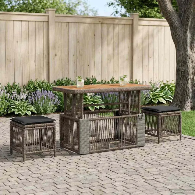 vidaXL Tuin eettafelset 4 st Grijs en Donkergrijs poly rattan, foto 2