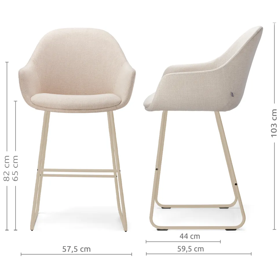 Nolon Nino-Mae barkruk beige - beige onderstel - 65 cm, foto 2