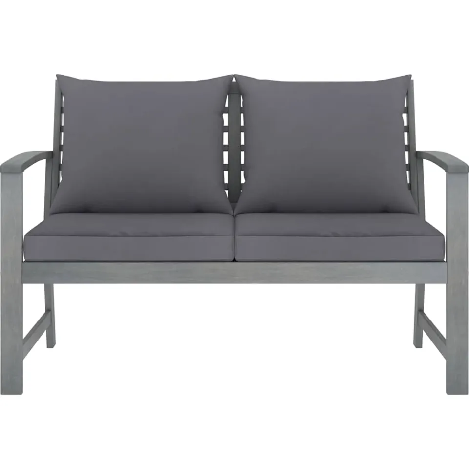vidaXL 4-delige Loungeset met kussens massief acaciahout grijs, foto 4
