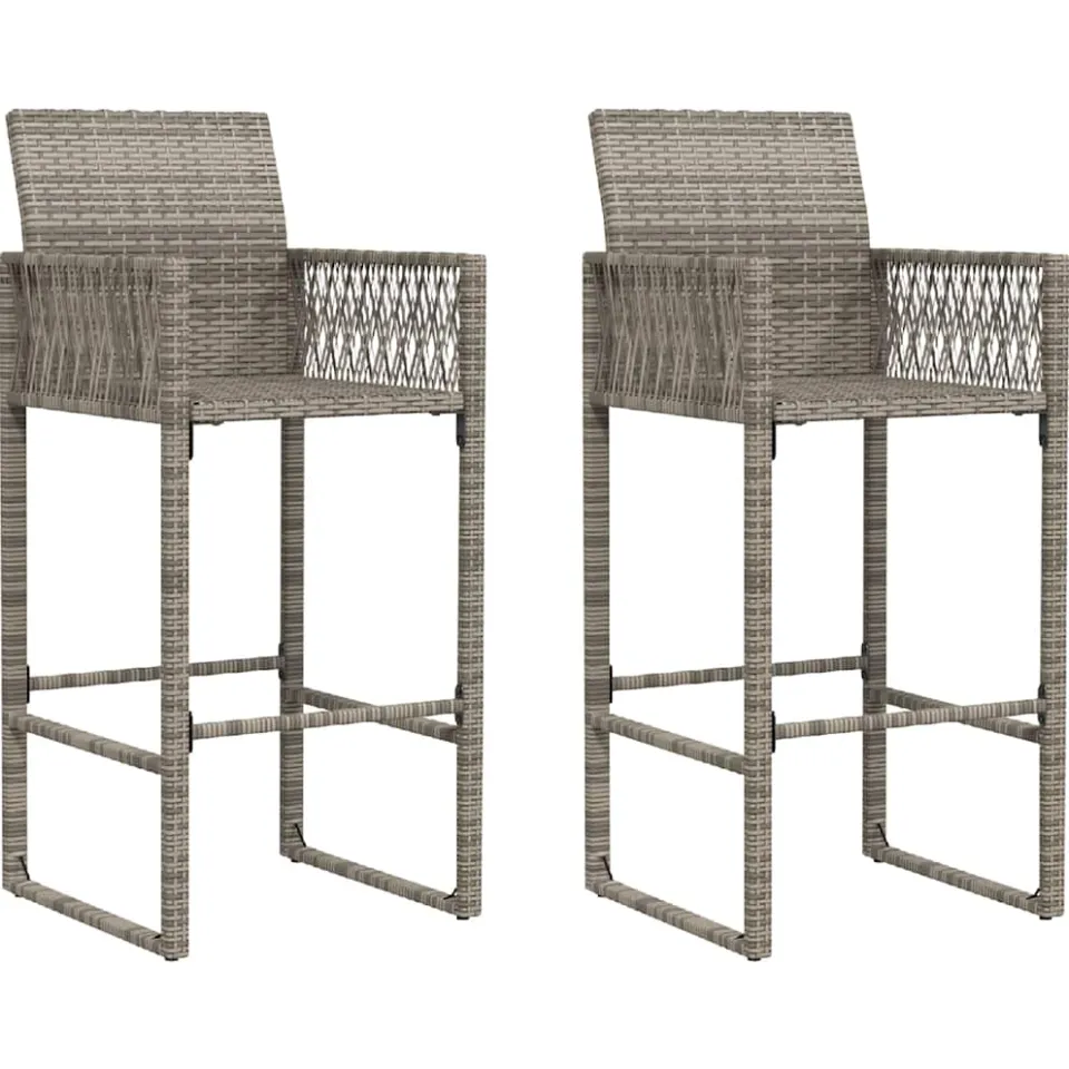 vidaXL 3-delige Tuinbarset zonder kussens poly rattan acacia grijs, foto 4