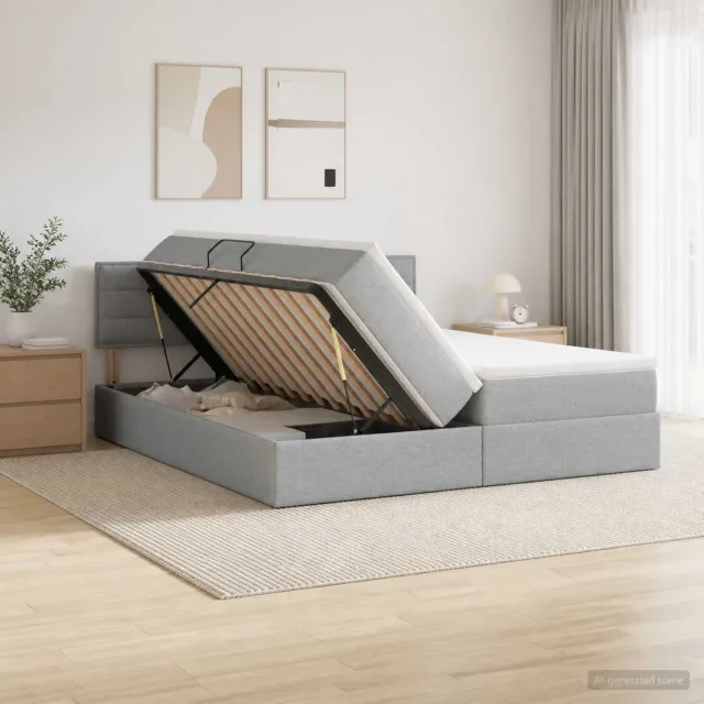 vidaXL Opslag bed met hoofdeinde 2 st Lichtgrijs Nep Leer