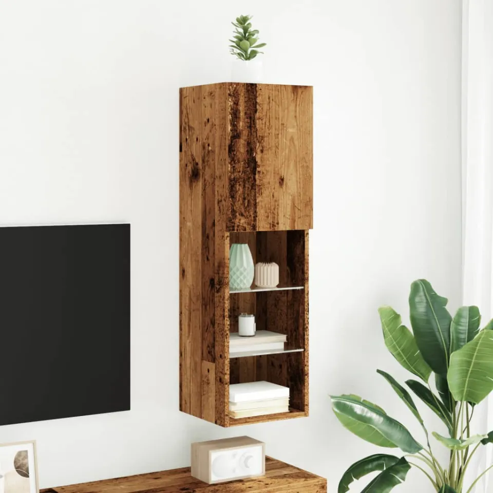 vidaXL Tv-meubel met LED-verlichting 30,5x30x102 cm oud houtkleurig bruin, foto 3