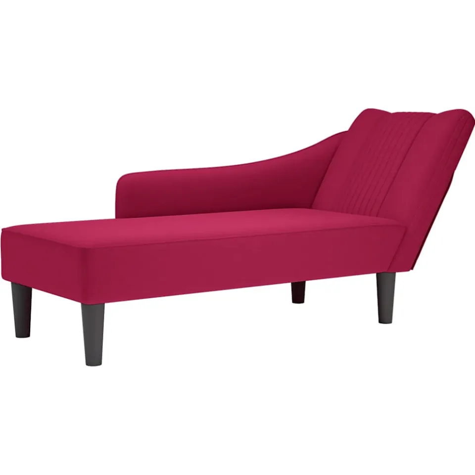 vidaXL Chaise longue met rechterarmleuning fluweel wijnrood, foto 4