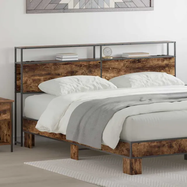 vidaXL Opberghoofdbord Gerookt eiken 180 cm Bewerkt hout Bruin