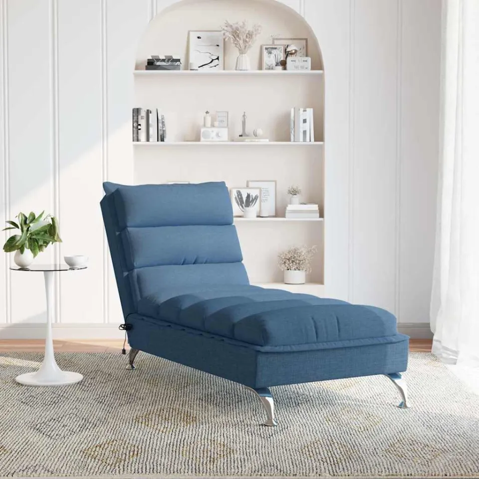 vidaXL Massage chaise longue met kussens stof donkergrijs grijs, foto 3