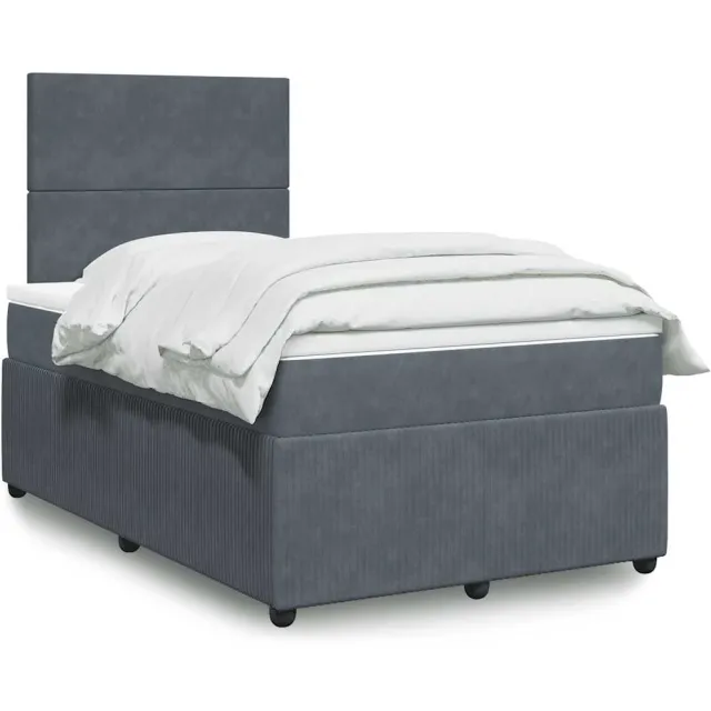 vidaXL Boxspring met matras fluweel donkergrijs 120x190 cm grijs