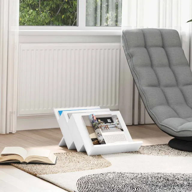 vidaXL Tijdschrift Rek met plank Wit 53 x 40 x 28,5 cm Bewerkt hout, foto 2