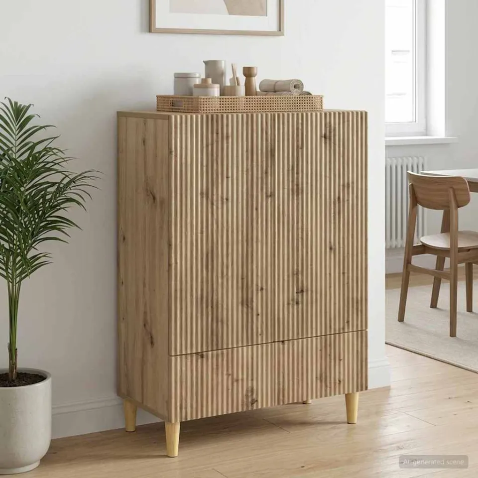 vidaXL Dressoir Artisanaal eiken 66 x 34,5 x 95 cm Bewerkt hout, foto 3