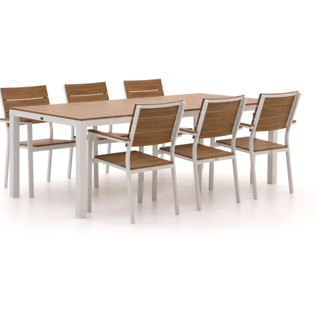 Bellagio tuinmeubelen Bellagio Fidenza 220cm dining tuinset 7-delig stapelbaar Wit