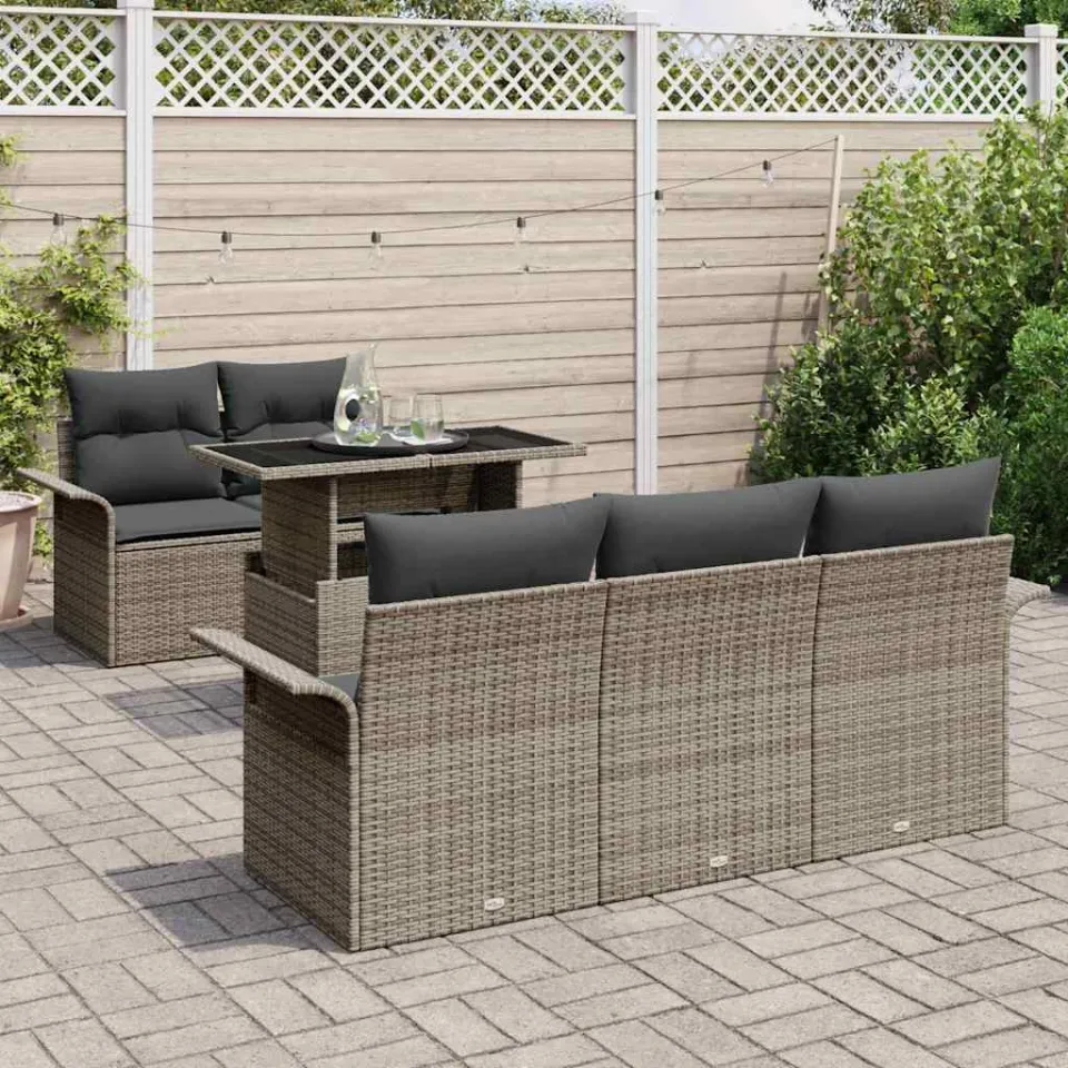 vidaXL Tuin Sofa Set 6 st Grijs [Synthetisch]: Poly Rattan, foto 3