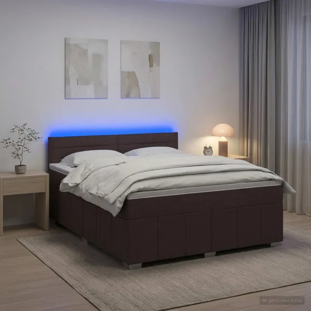 vidaXL Boxspringbed met matras Donkerbruin 180 x 200 cm Stof