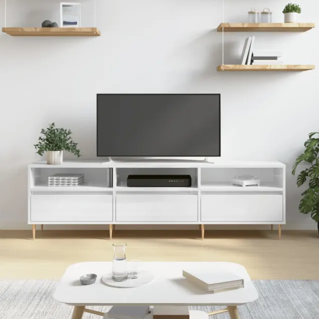 vidaXL Tv-meubel 150x30x44,5 cm bewerkt hout hoogglans wit, foto 2