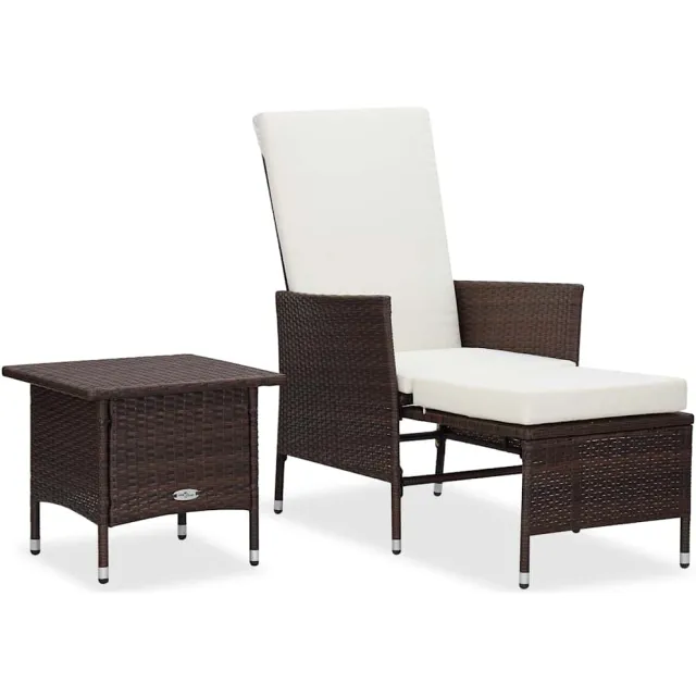 vidaXL 2-delige Loungeset met kussens poly rattan bruin, foto 2
