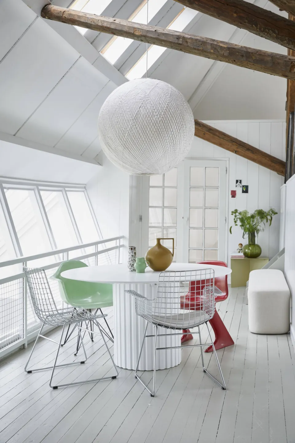 HKLIVING eetkamertafel Pillar white 140 cm, foto 3