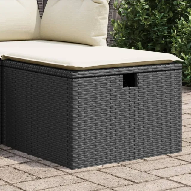 vidaXL Tuinkruk met kussen 55x55x37 cm poly rattan zwart, foto 2