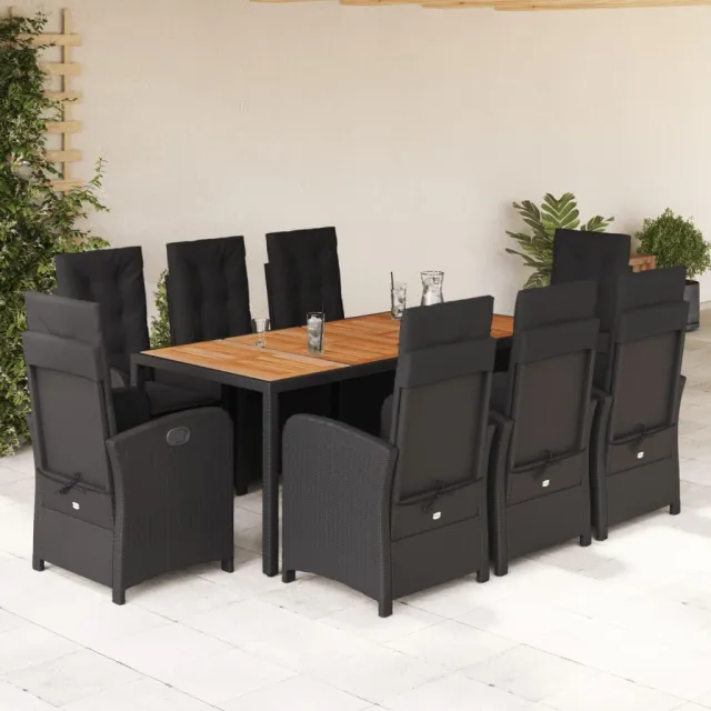 vidaXL 9-delige Tuinset poly rattan zwart, foto 2