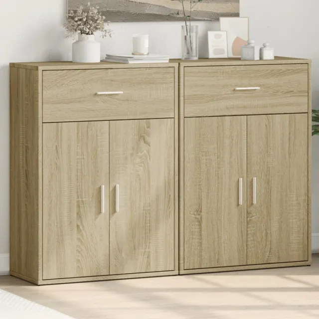 vidaXL Dressoirs 2 st 60x30x84 cm bewerkt hout sonoma eikenkleurig Bruin