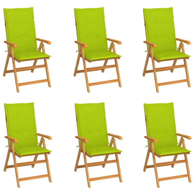 vidaXL Inklapbare stoelen 6 st met heldergroene kussens