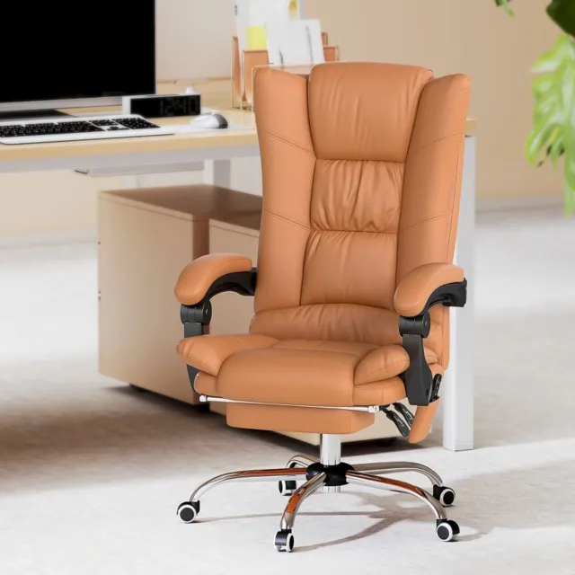 CHICFURN Bureaustoel - Massage en verwarming - Met voetsteun - Bruin