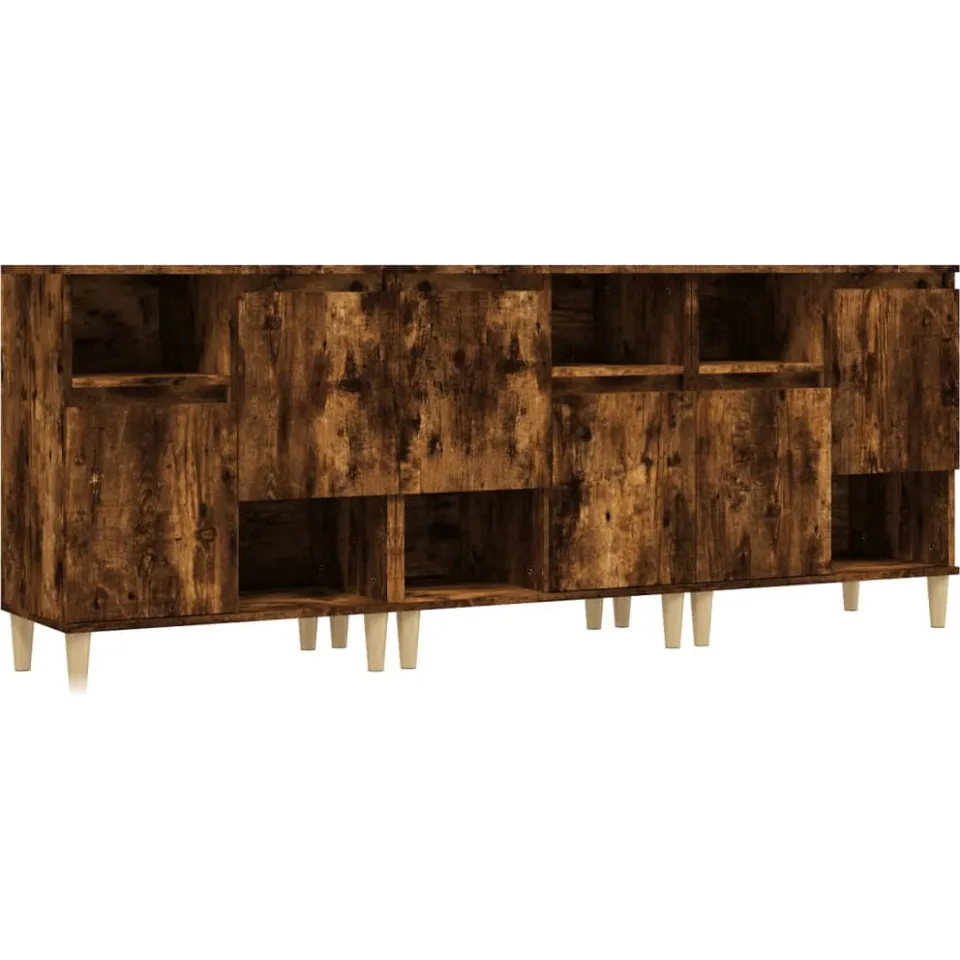 vidaXL Dressoirs 3 st 60x35x70 cm bewerkt hout gerookt eikenkleurig Bruin