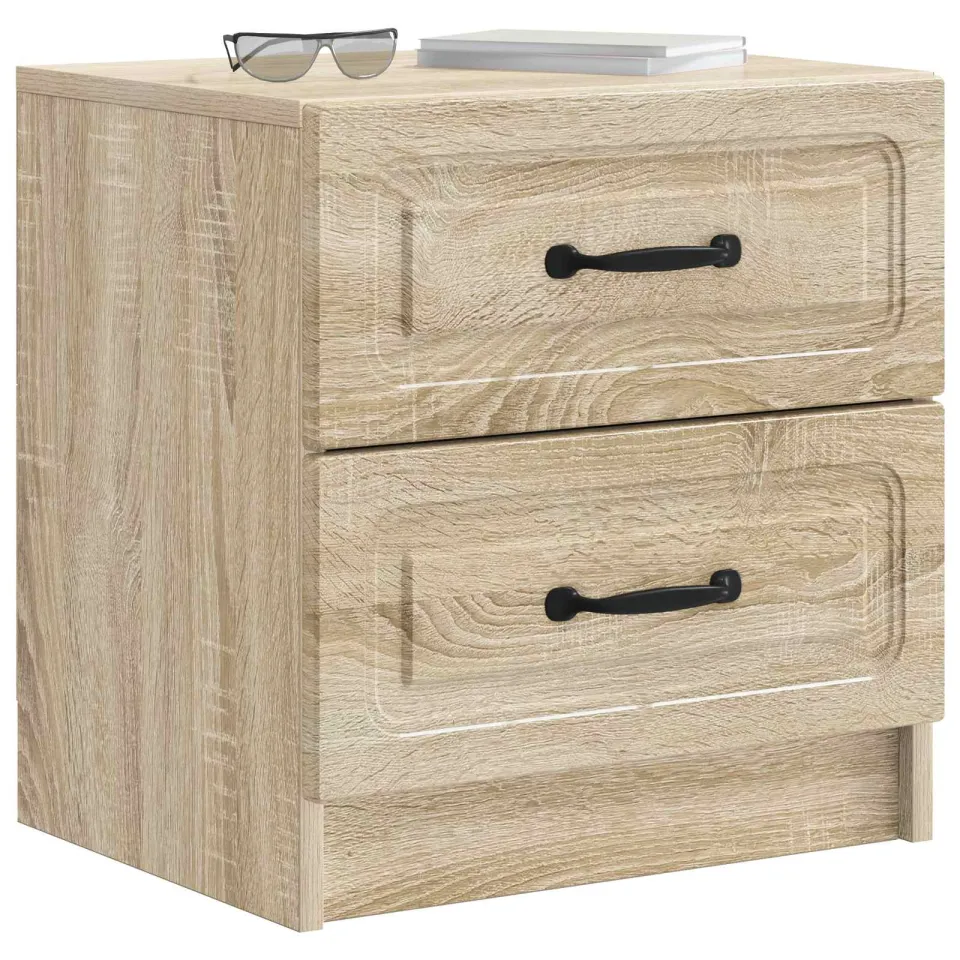 vidaXL Nachtkastje 2 st Sonoma Eiken 43 x 34,5 x 44,5 cm Bewerkt hout Bruin
