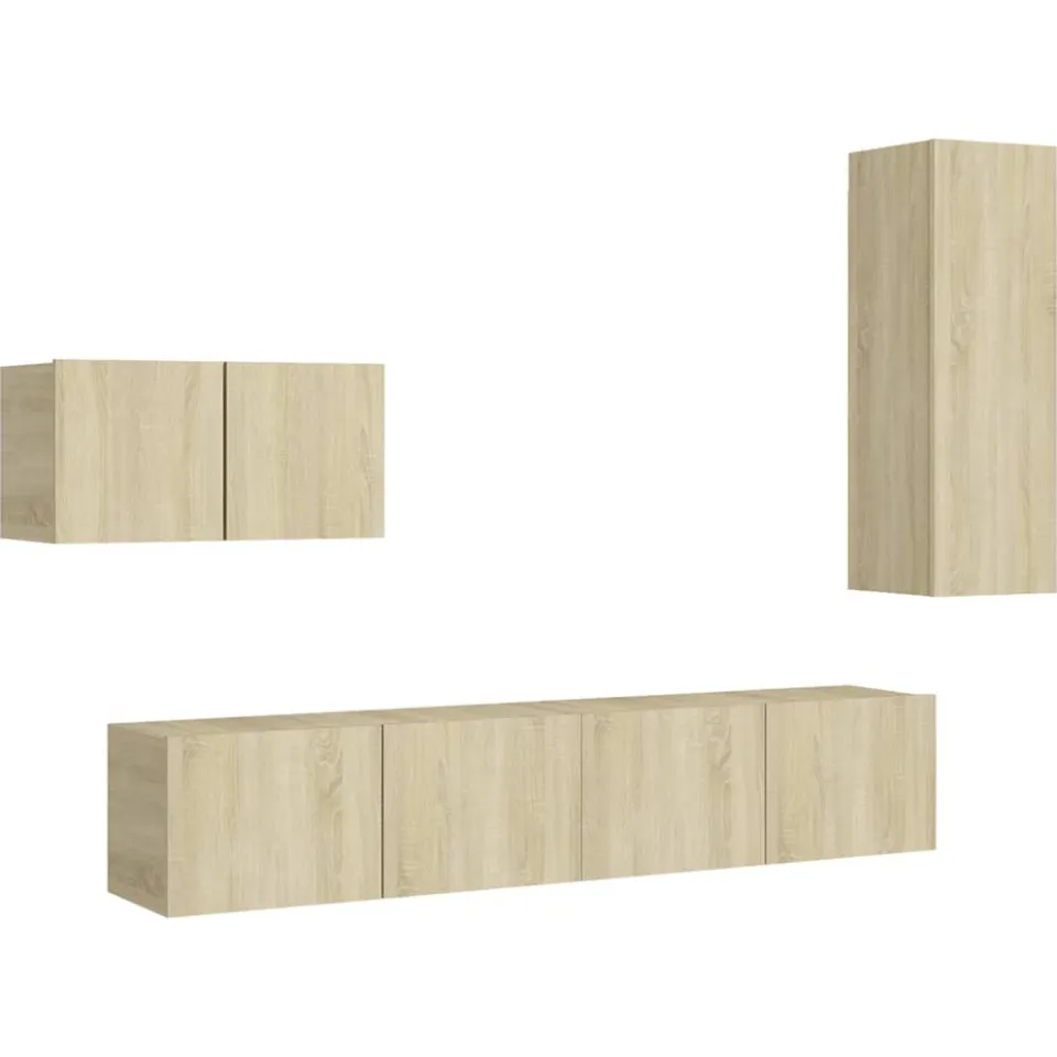 vidaXL 4-delige Tv-meubelset bewerkt hout sonoma eikenkleurig, foto 3