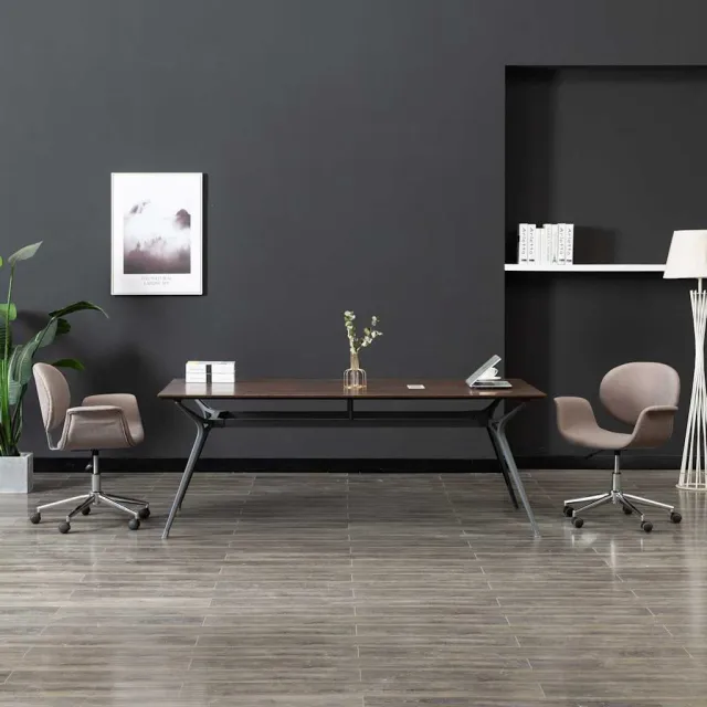 vidaXL Eetkamerstoelen draaibaar 2 st stof taupe, foto 2